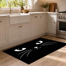 1/2pcs Black And White Cat Pattern Kitchen Mat Door Mat Polyester Absorbent Non-Slip Floor Mat Home Entrance Mat Bathroom Rug Living Room Bedroom Balcony Floor Mat Stain-Resistant Quick-Drying Durable Mat Suitable For Coffee Shop Bar Holiday Party Home Decor Pet Mat - Multicolor - View 9