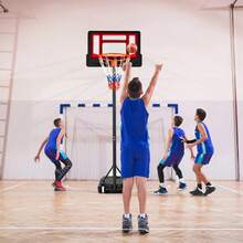 Portable Basketball Hoop, Basketball Goal With 4.3 FT-8.2 FT Adjustable Height - Blue+Black - View 9