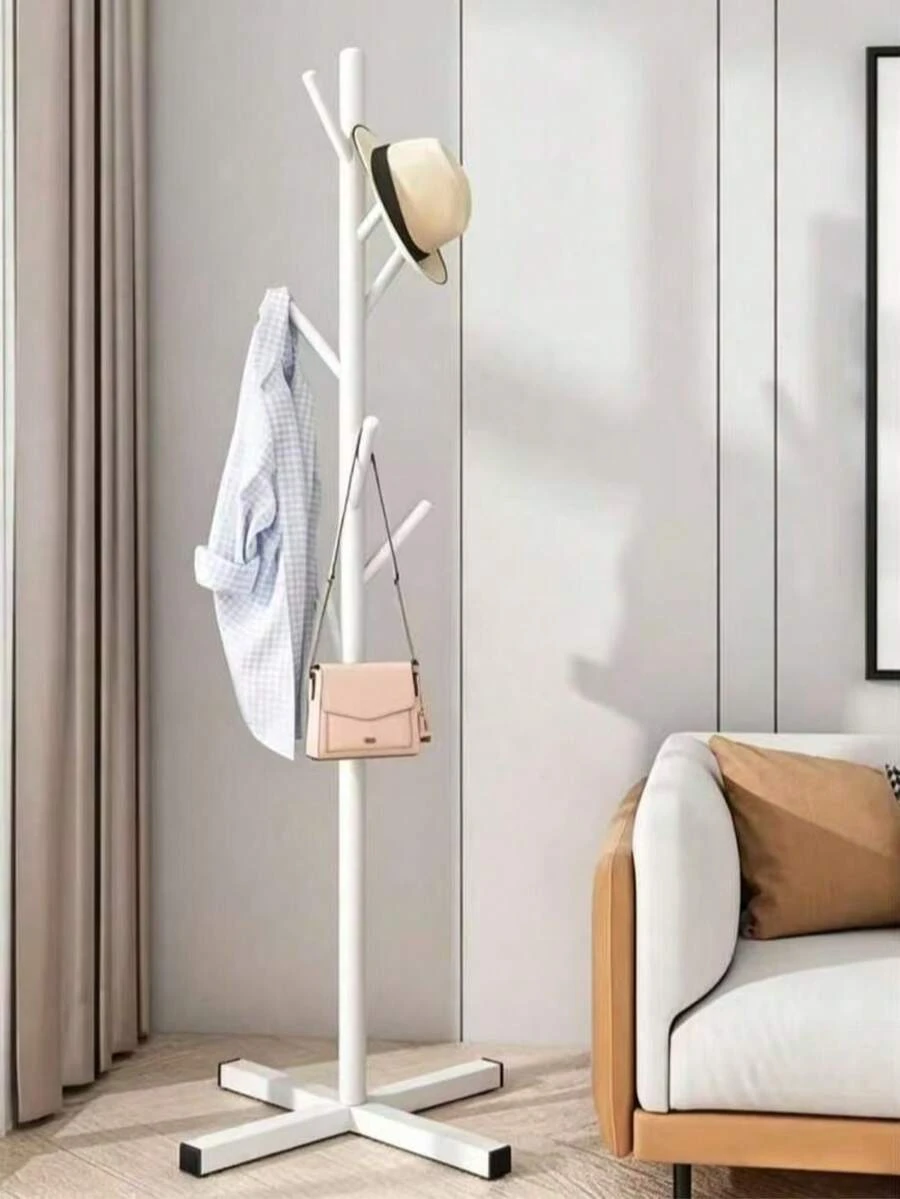 Freestanding Metal Coat Rack, Tree Design, With Multiple Hooks, Space-Saving, Suitable For Coats, Hats And Bags, Perfect For Entryway, Bedroom, Living Room And Student Apartment - White - View 1