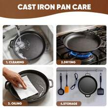 LugoBox 1pc Cast Iron Grill Pan, Pre-Seasoned 11.02 Inch Skillet With Dual Large Loop Handles, Kitchen Gadgets For Pizza Lovers Kitchen Accessories Kitchen Accessories - View 5