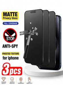 CASECOPS 3 piezas Protector de pantalla de vidrio templado esmerilado con privacidad de cobertura completa, con protección de borde de privacidad mejorada, resistente a caídas, resistente a arañazos, fácil de instalar, sin burbujas. Compatible con iPhone 17 Pro Max/17 Air/16 Pro Max/16 Plus/15 Pro/15/14/13/12/11, utilizando material de vidrio templado - 3 piezas - View 14