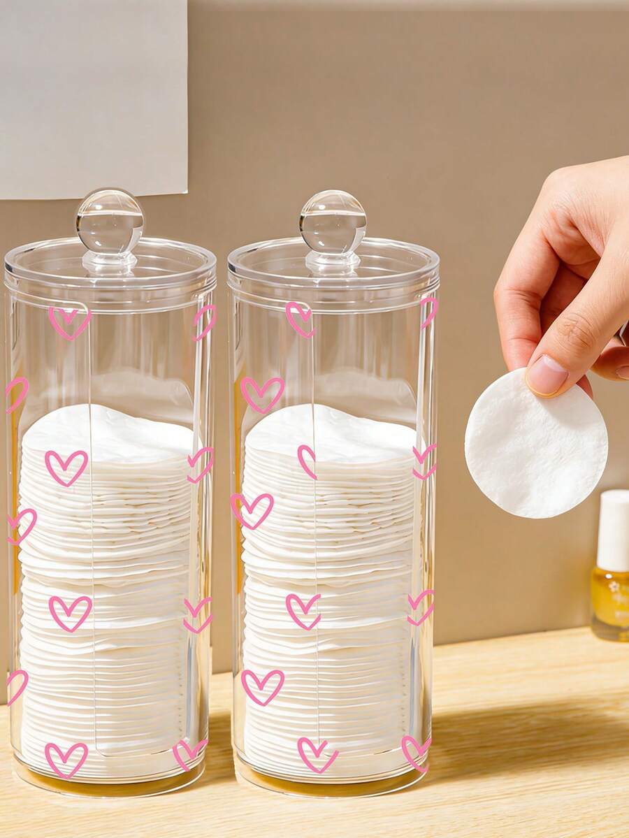Heart Pattern Transparent Plastic Storage Box - Desktop Cosmetic Organizer, Vanity Storage Container, Bathroom Countertop Organizer, Suitable For Makeup Brushes, Lipsticks, Makeup Tool Bags, Toiletry Bags, Daily Desktop Organization - Multicolor - View 1