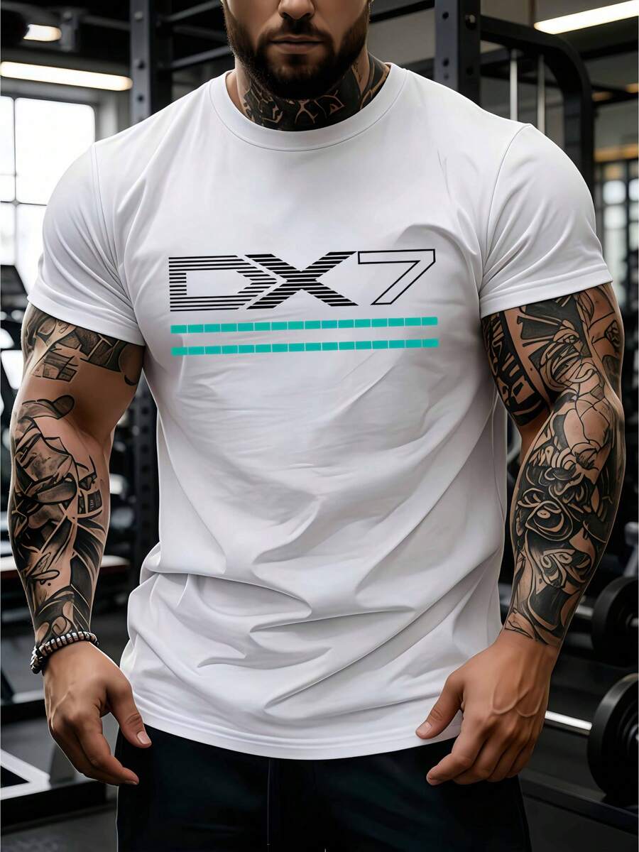 Camiseta elegante para hombre con estampado del logotipo de Technology en la parte frontal, inspirada en el estilo cyberpunk y la estética funcional. Entusiastas, Personas que usan ropa casu - Blanco - Ver 1