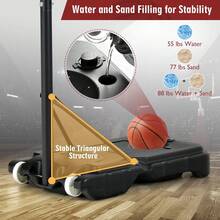 Portable Basketball Hoop, Basketball Goal With 4.3 FT-8.2 FT Adjustable Height - Blue+Black - View 6