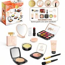 1 Set Girls Pretend Play Makeup Kit, Non-Applicable, Luxury Cosmetic Simulation Fashion Toy Set -- Includes Realistic Lipstick, Eyeshadow, Brushes, Etc. Some Parts Sent Randomly - Multicolor - View 12