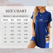 TEMOFON Women's Summer T-Shirt Dress, Short Sleeve, Loose Fit, With Pocket, Casual Dress, Fashionable Summer Dress, Solid Black, Size XL - 藍色 - 查看 2
