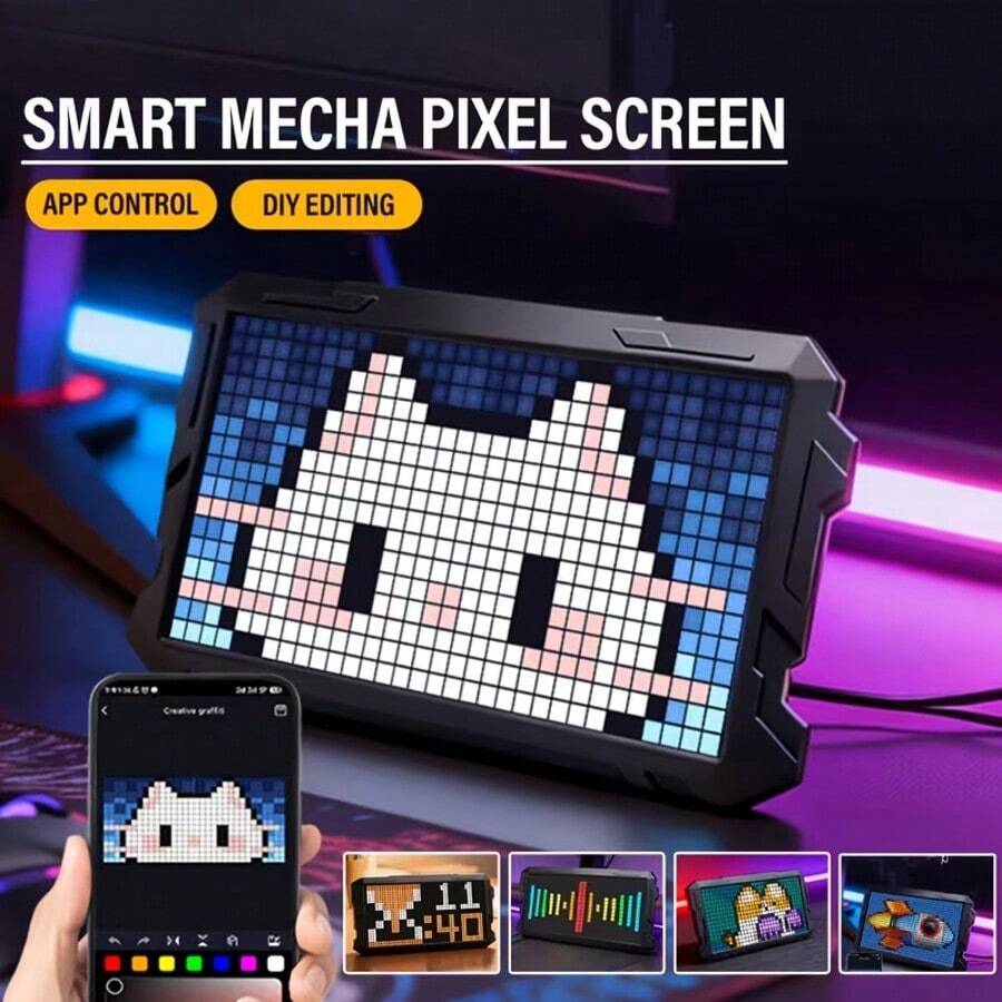 RGBIC Mecha Style Pixel Night Light, Smart Gaming LED Panel, Wireless App Control, DIY Graffiti And Programmable Animation Patterns & Text, Vibrant Atmosphere Light, Gaming Room Bedroom Decor, Perfect Surprise Gift For Gamers, Teens And Friends