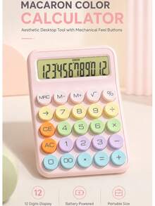 1 pieza Calculadora grande de 12 dígitos con pantalla de dopamina, hecha de material de alta calidad, teclado mecánico, adecuada para la escuela, la oficina, el comercio minorista, los premios en el aula, de vuelta a la escuela - Morado - Ver 11