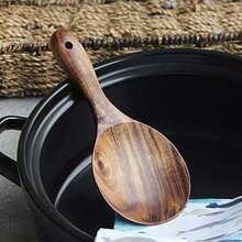Natural Wooden Rice Spoon Non-Stick Wooden Rice Paddle Rice Scooper Rice Serving Spoon Rice Spatula For Rice Potato Salads, Serving Utensils For Kitchen And Dining, Rice And Potato Servers(7 Inch ) - White - View 4
