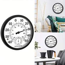 10" Decorative Thermometer Hygrometer Clock For Garden Wall Decor Indoor Outdoor Thermometer Weather Station Temperature Gauge - A - View 1