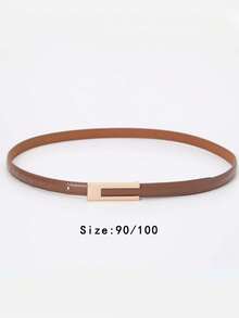 1pc Women's Black Vintage Versatile Thin PU Leather Belt, Suitable For Skirts, Shirts, Suit Pants And Daily Wear - Brown - View 7