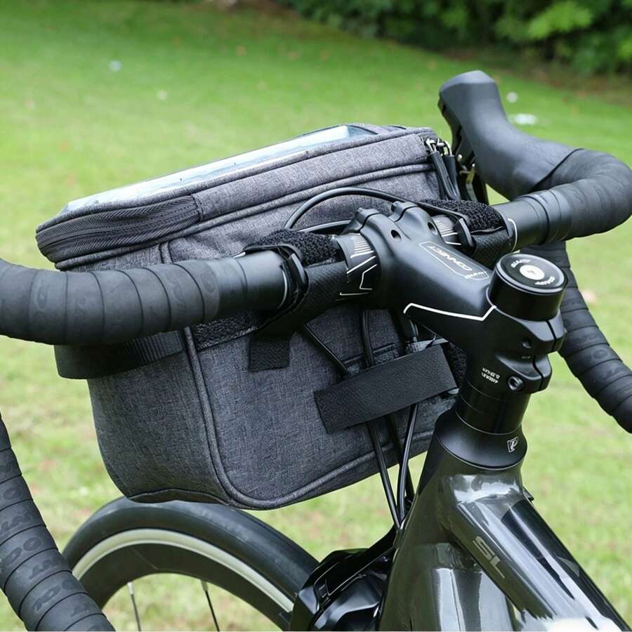 Large Capacity Bicycle Handlebar Bag, Foldable Handlebar Bag With Phone Holder, Multi-Pocket Multi-Function Storage - Multicolor - View 1