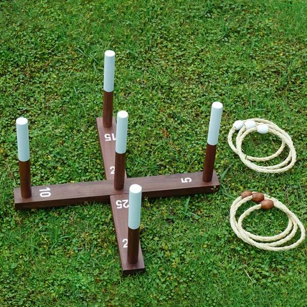 Ring Toss Set - Includes Wide Ring Base, Rope Rings And Portable Bag - Perfect For Adult And Family Gathering Lawn Games, Ideal For Outdoor Parties, Backyard Activities And Vintage Style Entertainment