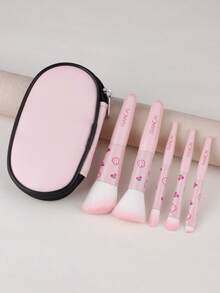 5pcs Mini Portable Travel Makeup Brush Set, Includes Cute Little Girl Soft Bristle Powder Brush, Flat Head Foundation Brush, Eyebrow Brush And Eyeshadow Brush, Ideal Choice For Makeup Tools. Set Includes Makeup Brushes, Makeup Kit, Complete Makeup Tools, Makeup Brush Set, Makeup Gift Box And More. - Multicolor - View 10