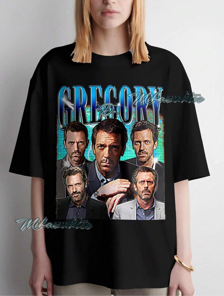 Dr. Gregory HoUSSe MD T-Shirt, Vintage Style Graphic Tee - 黑色 - 查看 1