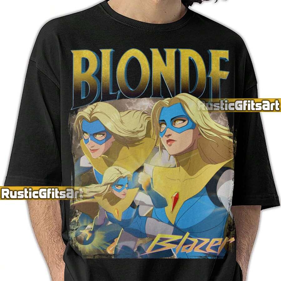 Camiseta BLONDE BLAZER DISPATCH, Camiseta Blonde Blazer, Camisetas Vintage Bootleg Mandy Dispatch, Regalo para Fans de Radiant Luminary - Negro - Ver 1