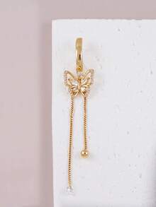 1pc Sexy Fashion Cubic Zirconia Butterfly Belly Button Ring, Suitable For Women's Daily Wear, Dating, Beach Vacation, Party - Yellow Gold - View 4
