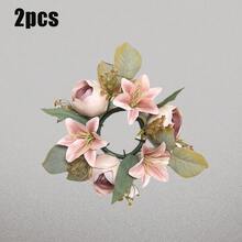 1pc/2pcs Wedding Candle Holder Garland Artificial Rose Candle Ring Wedding Table Decor Silk Candle Home Centerpiece Party Decoration Gift Birthday Graduation - View 28