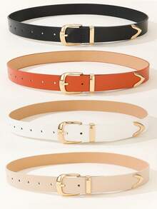 1pc Classic Buckle Belt, Solid Color Elegant PU Leather Belt, Can Be Matched With Skirts And Pants, Suitable For Daily Commute Or Casual Outings, Fashion Design Minimalist Style, College, Daily Belt - Multicolor - View 3
