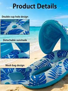 1pc Adult Inflatable Swimming Pool Float, Swimming Pool Floating Chair, Floating Bed With Drink Holder, Water Floating Bed, Beach Swimming Pool Party Adult Toy, Inflatable Float - Multiple Styles - View 4