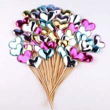 150pcs PU Heart-Shaped Cupcake Toppers, Colorful Cake Decorations, Crown And Star Cake Toppers, Suitable For Weddings, Parties, Birthdays, Baking, DIY Desserts, Fruits, Cakes - Multicolor - View 9