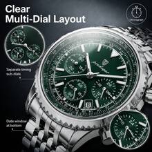POEDAGAR 1PC Luxurious Men's Silver Stainless Steel Strap Luminous Waterproof Calendar Quartz Watch For Daily Business Birthday Festival Gift Souvenir - Multicolor - View 5