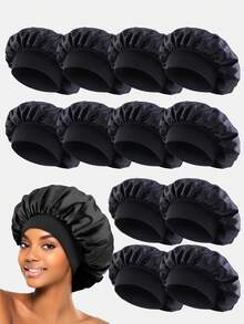 12pcs Women's Multi-Color Satin Wide Brim Sleep Caps Hair Caps Suitable For Daily Use - Multicolor - View 18