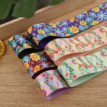 Ruban imprimé DIY nœud accessoires pour cheveux vêtements chaussures chapeaux boîte cadeau décoration florale ruban - multicolore - Voir 2