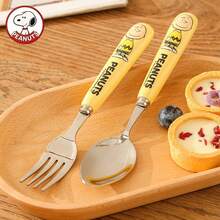Cuchara de acero inoxidable auténtica de Snoopy con mango de cerámica, cuchara para sopa, tenedor, utensilios para arroz, tenedor para frutas - Ver 5