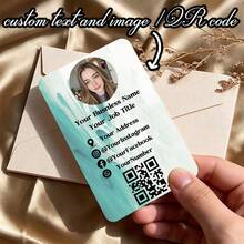 Custom Photo QR Code Social Business Cards, Customizable , Text & One-Click QR Code, Marble Backgrounds, Personalized Contact Info, Premium Durable Cardstock For Social Promotion, Corporate Gifts & Invitations - Customized Business Cards - View 2
