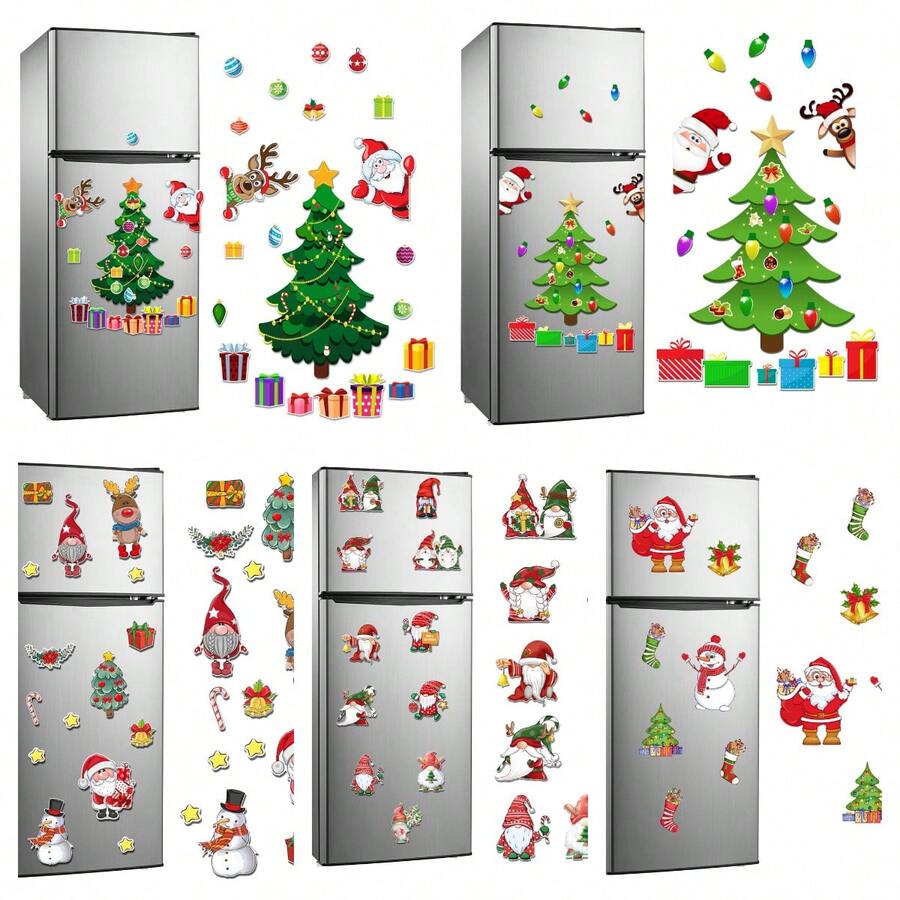 1pc Christmas Tree Snowman Magnetic Sticker, Christmas Fridge Magnet, Cabinet Door Decor Sticker, Christmas Tree Magnetic Sticker Santa Claus Magnetic Sticker, Holiday Decoration Magnetic Sticker, Magnetic Garage Door Sticker Holiday Party Car Magnetic Fridge Decoration Magnetic Sticker Waterproof, Holiday Decoration Party Atmosphere - View 1