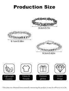Xiacheng 1/3 Piezas Pulseras para Hombres y Mujeres, Pulseras de Cuentas, Pulseras Plateadas & Negras para Mujeres, Pulseras Punk Góticas, Regalos de Joyería para Parejas, Mamás y Amigos - Multicolor - Ver 4