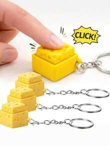 1/2/3 piezas Mini llavero de queso con teclado, botón antiestrés, tecla de queso, clicker fidget, colgante de llavero de teclado, regalos para fiestas - multicolor - Ver 9