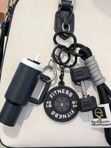 Fitness Set Lanyard PVC Fitness Series Soft Rubber Keychain Barbell And Dumbbell Decorative Pendant Bag Charm And Jewelry Accessory - Multicolor - View 5