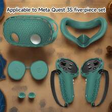 5 件装硅胶套适用于 Meta/Oculus Quest 3S：控制器手柄盖 - 面部界面盖 - 保护镜头盖 - VR 外壳盖，圣诞节的最佳选择 - 彩色 - 查看 13