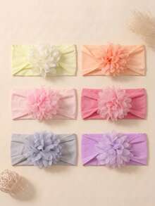 6pcs Newborn Cute Chiffon Flower Baby Hair Accessories, Soft Skin-Friendly Princess Baby Headbands, Versatile For Daily Wear - Multicolor - View 7