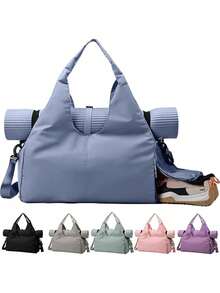Women's Gym Bag, Large Capacity Handbag, Yoga Bag, Yoga Mat Shoulder Bag, Lightweight Fabric Hobo Tote Bag, Foldable Travel Bag, Suitcase - 橄欖綠 - 查看 1