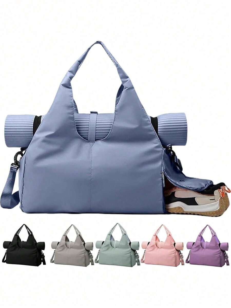 Women's Gym Bag, Large Capacity Handbag, Yoga Bag, Yoga Mat Shoulder Bag, Lightweight Fabric Hobo Tote Bag, Foldable Travel Bag, Suitcase - 橄欖綠 - 查看 1