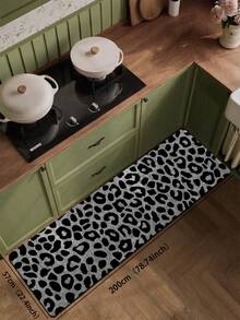 1pc Premium Gray Leopard Print Kitchen Anti-Slip Mat 3.5mm, Cuttable, Absorbent Anti-Fatigue Diatomaceous Earth Floor Mat, Bathroom Floor Mat, Hallway Small Rug, Kitchen, Bathroom, Entryway, Living Room, Outdoor Garden, Indoor Mat - View 18