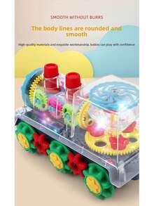1 pieza Tren eléctrico omnidireccional transparente para niños unisex, luces de colores, música, simulación de engranajes - Color de accesorio aleatorio, niños y niñas, regalo de cumpleaños, Navidad - Ver 7