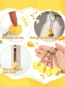 1/2/3 piezas Mini llavero de queso con teclado, botón antiestrés, tecla de queso, clicker fidget, colgante de llavero de teclado, regalos para fiestas - multicolor - Ver 7