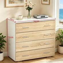 Minimalist Living Room Furniture With Four Drawers, Bedroom Storage Cabinet, Wardrobe With Drawers - Wood Color and White - View 5