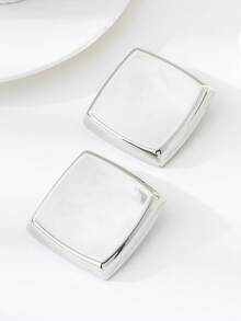 Fashion Minimalist Cold Style Geometric Square Earrings Women's Jewelry High-End Vintage Versatile Gift - Silver - View 2