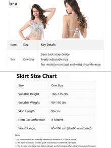 Atasan Crop Top Halter Berhiaskan Payet dan Rumbai untuk Tari Perut, Rok Maxi Chiffon Berpotongan Tinggi dengan Hiasan Perak untuk Pertunjukan Panggung & Karnaval - MultiWarna - View 11