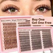 [Lowest Price In 30 Days]600pcs C-Curl Fluffy Black Colored Lightweight Cluster False Eyelashes, Thick & Voluminous Individual Lashes, Natural Black Makeup, Soft & Comfortable, Suitable Eyelash Extension At Home, Eyelash Clusters - F-CC 捲髮飄逸+C-C 捲髮棕色 - 查看 12