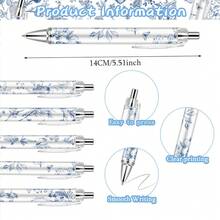 5PCS Blue & White Porcelain Pens Black Ink Set, Smooth Writing, Retractable Ballpoint Pens, Suitable For Journaling, Aesthetic Office Supplies (Blue & White Porcelain Pens) - Sets - View 2