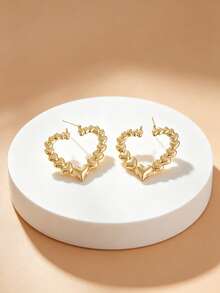 1 Pair Large Silver Faceted Earrings, Geometric Faceted Snap Closure, Suitable For Women's Everyday Wear. No Box. - b - View 1