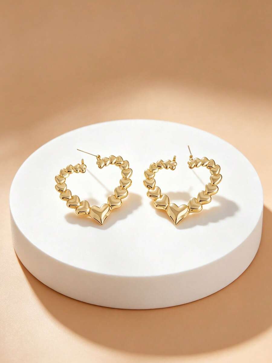 1 Pair Large Silver Faceted Earrings, Geometric Faceted Snap Closure, Suitable For Women's Everyday Wear. No Box. - b - View 1