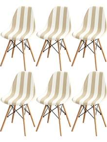 1/4/6pcs Geometric & Tropical Leaf Print Stretch Chair Covers, Minimalist Modern Removable Polyester Fiber Curved Seat Protectors, All-Season, Summer Casual, Suitable For Various Occasions - Multicolor - View 10