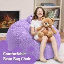 2-Leg Bean Bag Chair, Giant Bean Bag Chairs For Adults, Large Bean Bag Chairs With Memory Foam Filling, Large Bean Bag Chairs With Plush Cover - Gray - 紫色 - 查看 5